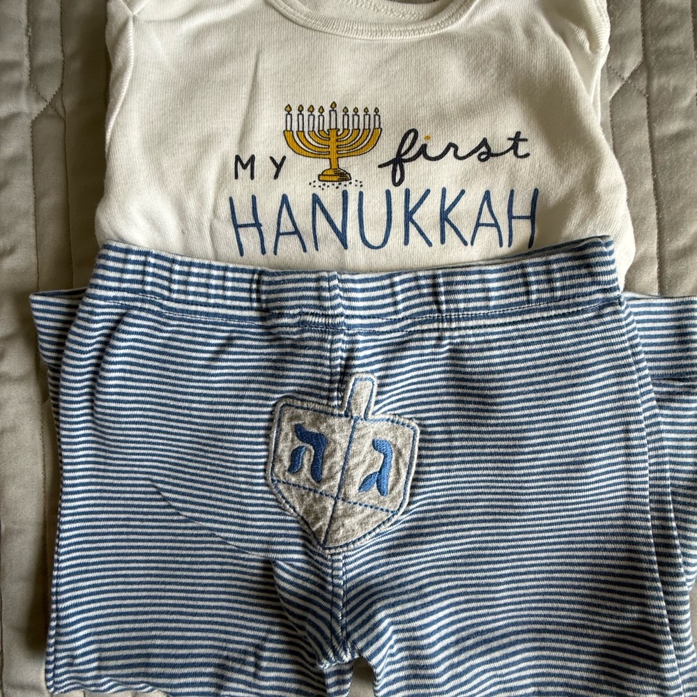 Carter's White and Blue My First Hanukkah Baby matching set
